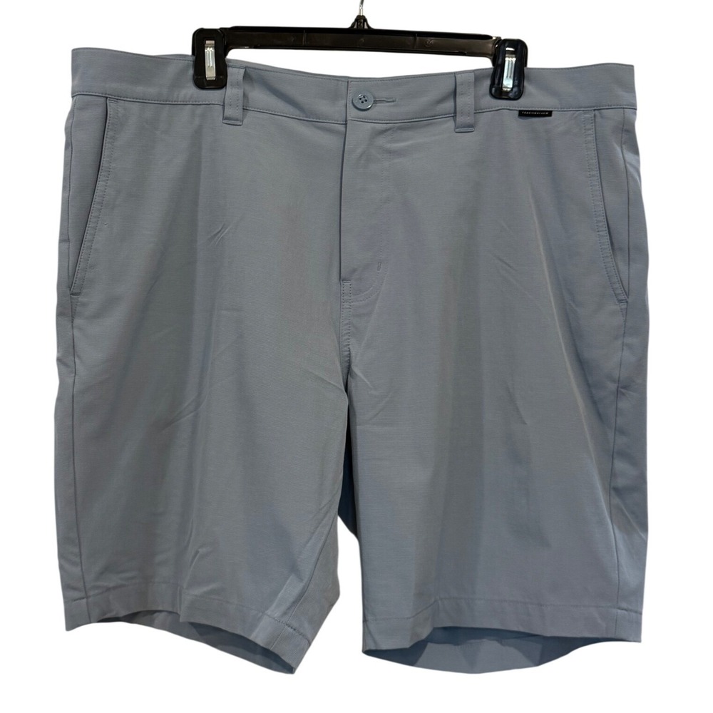 Travis Mathew Mens Golf Shorts 38 Light Blue Micro Stripe Performance Stretch